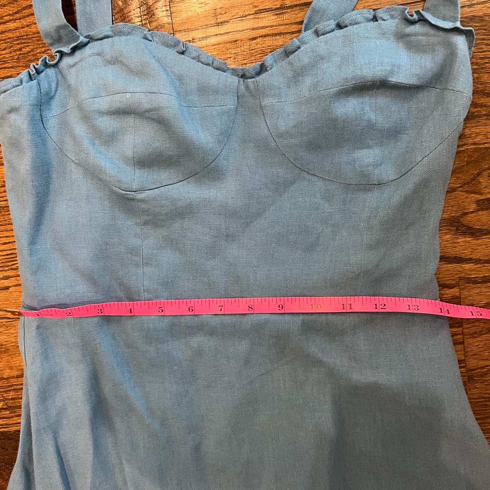 Blue Sleeveless Dress with Bow Straps - Picture 8 of 8